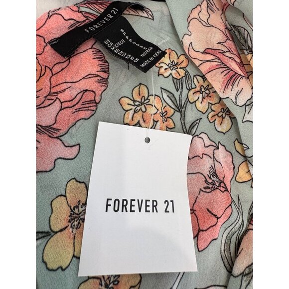 New Forever 21 Women's Size S Floral Print Cutout Waist Long-Sleeve Mini Dress - Picture 2 of 12